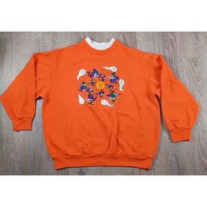 Vintage Basic Editions Halloween Ghost Sweatshirt Witch Moon Womens Size L **